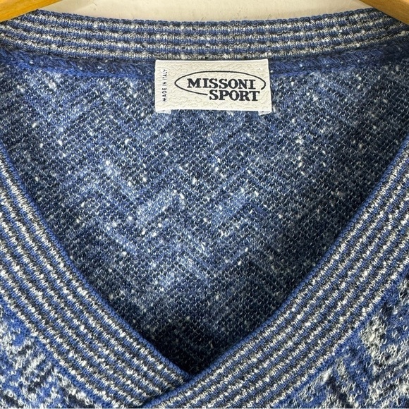 Vintage Missoni Sport Chevron V-Neck Sweater XL - Picture 3 of 9
